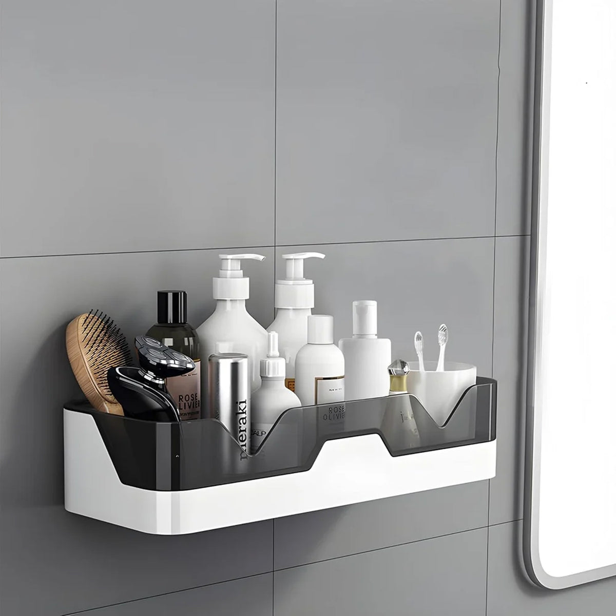 Wall Mounted Self Adhesive Plastic Storage Shelf (1 Pc)