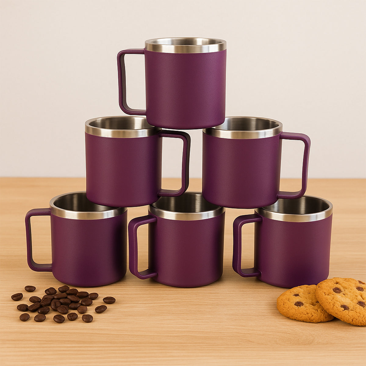 Supermom Stainless Steel Inner Coffee Mug Set (200ml  6 Pc)