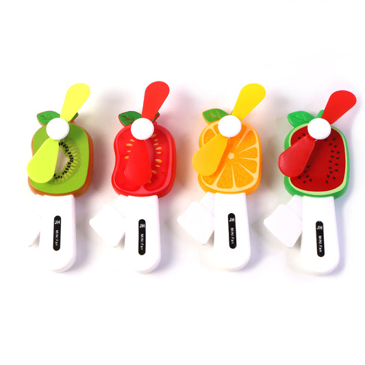 Mini Hand Pressure Fruit-shaped Fan For Kids (1 Pc  Mix Design)